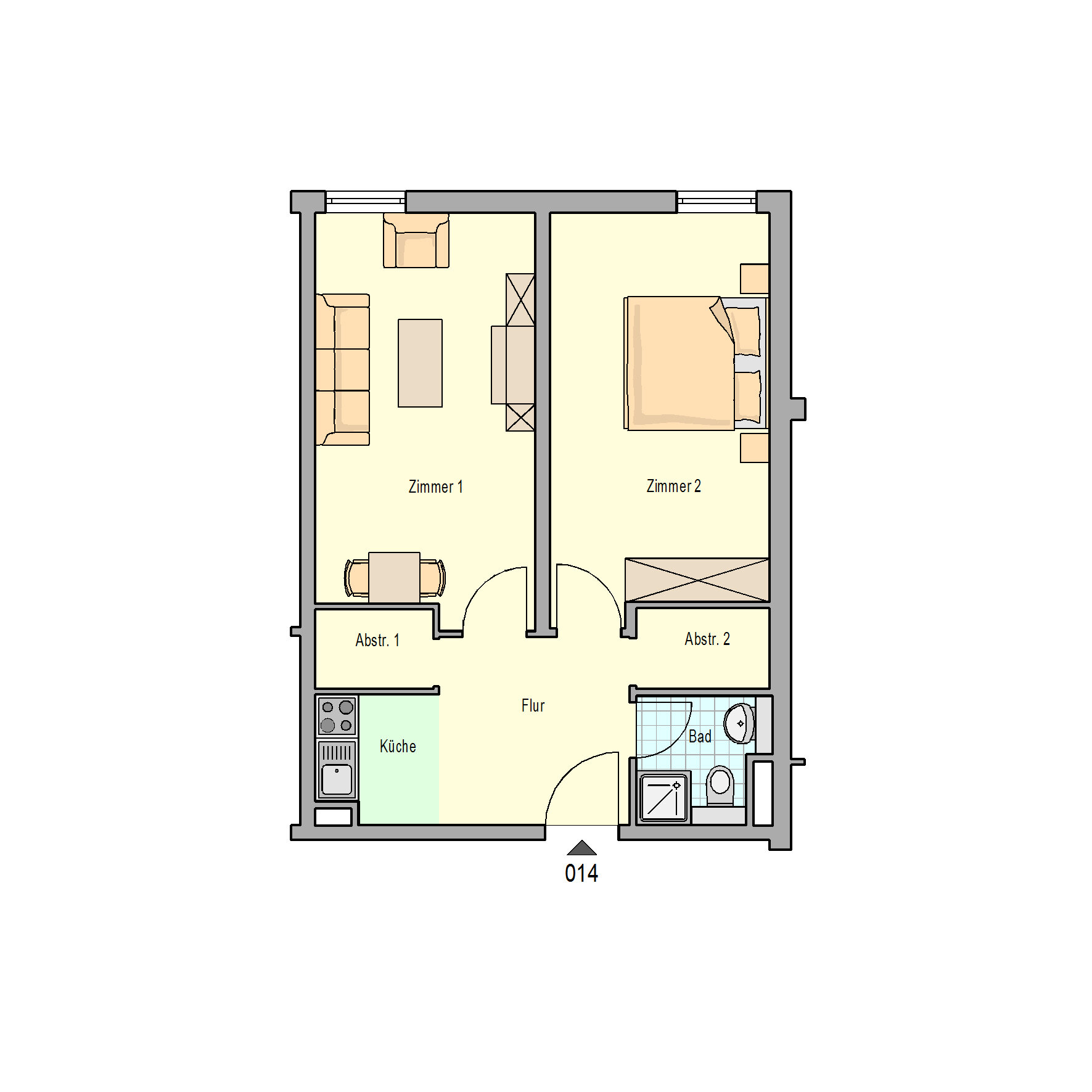 Wohnung zur Miete 500 € 2 Zimmer 50,1 m²<br/>Wohnfläche 4.<br/>Geschoss Neu-Kürenz 2 Trier 54295