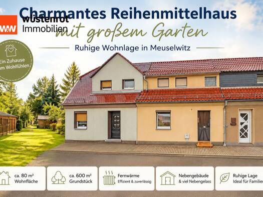 Reihenmittelhaus zum Kauf 89.000 € 4 Zimmer 80,1 m² 600 m² Grundstück Meuselwitz Meuselwitz 04610