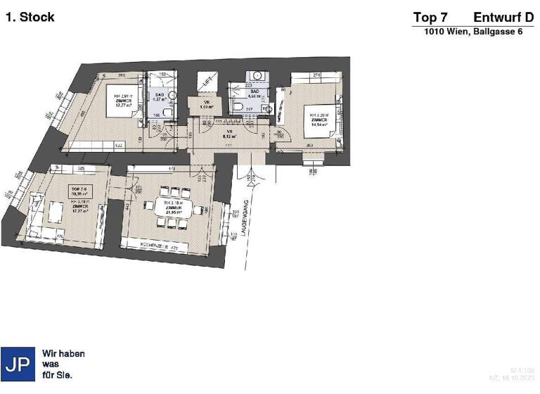 Wohnung zur Miete 2.531 € 4 Zimmer 90,4 m² 1. Geschoss Ballgasse 6 Wien 1010
