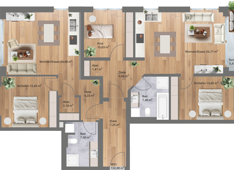 Terrassenwohnung zum Kauf provisionsfrei 657.800 € 5 Zimmer 132,9 m²<br/>Wohnfläche EG<br/>Geschoss ab sofort<br/>Verfügbarkeit Kirschfeldstraße 16 Töging Töging a.Inn 84513