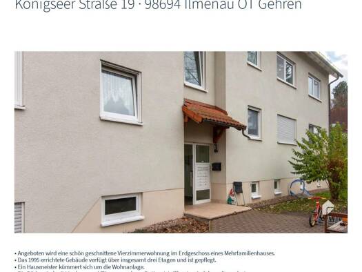 Wohnung zur Miete 550 € 4 Zimmer 89 m² Geschoss EG/3 frei ab sofort Gehren 98694