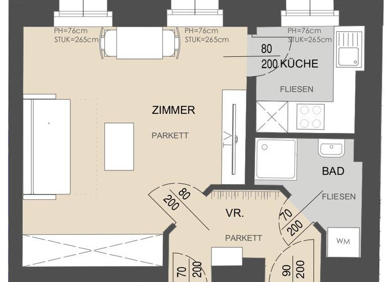 Studio zum Kauf 180.000 € 1 Zimmer 30 m² 3. Geschoss Blattgasse Wien 1030