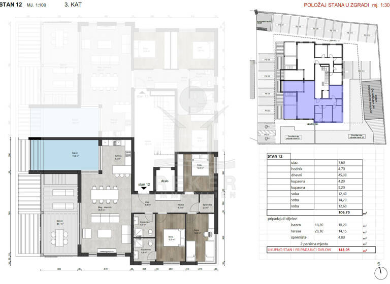 Penthouse zum Kauf - Erstbezug 773.000 € 4 Zimmer 134,7 m² 3. Geschoss Tar 52440