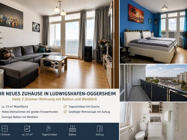 Wohnung zum Kauf 183.950 € 2 Zimmer 53 m² 7. Geschoss Oggersheim Ludwigshafen am Rhein 67071