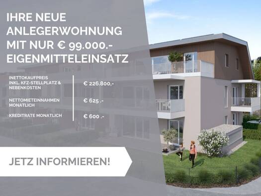 Wohnung zum Kauf - Erstbezug 226.800 € 1,5 Zimmer 42,9 m² 1. Geschoss Paracelsusstraße Oberndorf bei Salzburg 5110