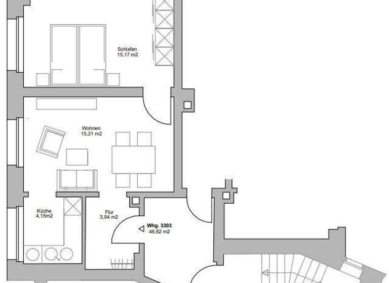Wohnung zur Miete 690 € 2 Zimmer 46,6 m² 3. Geschoss Anhalter Straße 24 Eutritzsch Leipzig 04129