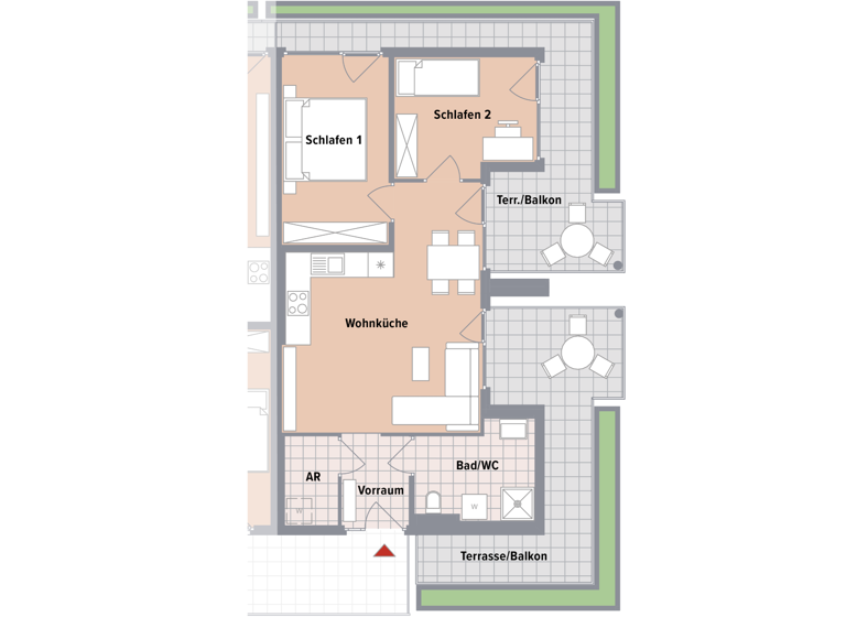 Wohnung zum Kauf - Erstbezug 275.200 € 3 Zimmer 58,1 m² Puntigam Graz,17.Bez.:Puntigam 8055