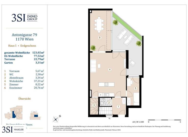 Reihenmittelhaus zum Kauf - Erstbezug 913.600 € 3 Zimmer 123 m² Antonigasse 79 Wien 1170