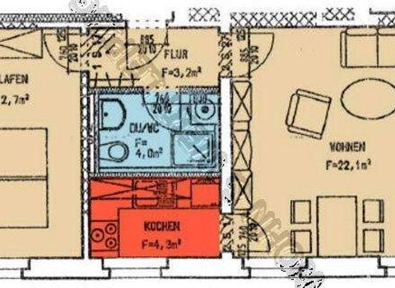 Wohnung zur Miete 350 € 2 Zimmer 46,3 m² 1. Geschoss frei ab sofort Mockauer Straße 58 Mockau-Nord Leipzig 04357