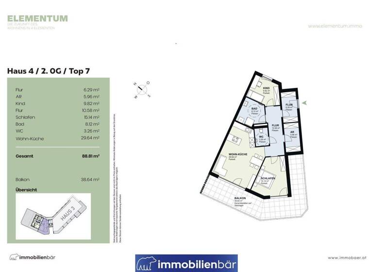 Wohnung zum Kauf - Erstbezug 512.000 € 3 Zimmer 88,8 m² 2. Geschoss Marchtrenk 4614