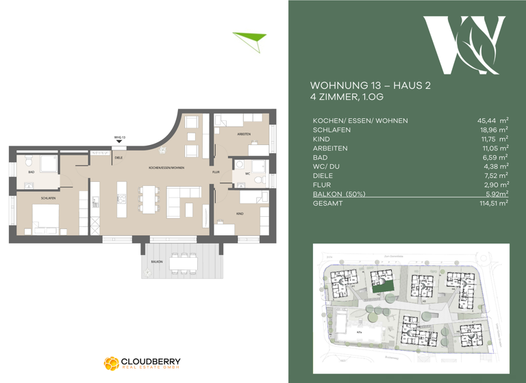 Wohnung zum Kauf - Erstbezug provisionsfrei 599.900 € 4 Zimmer 114,6 m² 1. Geschoss Zum Dammfelde 41a Widdersdorf Köln 50859