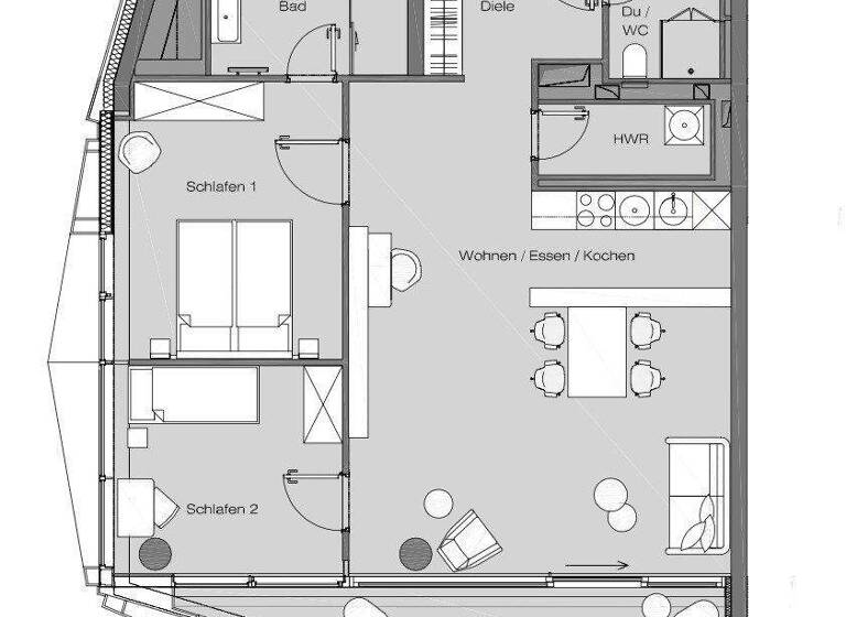 Wohnung zur Miete 2.700 € 3 Zimmer 90 m² 1. Geschoss Thurn-und-Taxis-Platz 3 Innenstadt Frankfurt am Main 60313