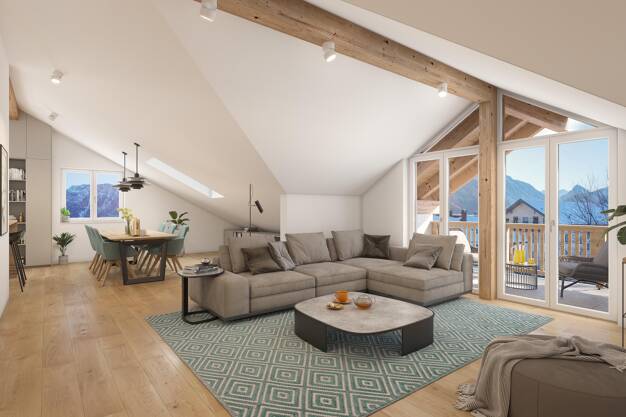 Wohnung zum Kauf - Erstbezug provisionsfrei 711.000 € 3 Zimmer 105,8 m² Dachgeschoss, 2. Geschoss St. Valentin Ruhpolding 83324