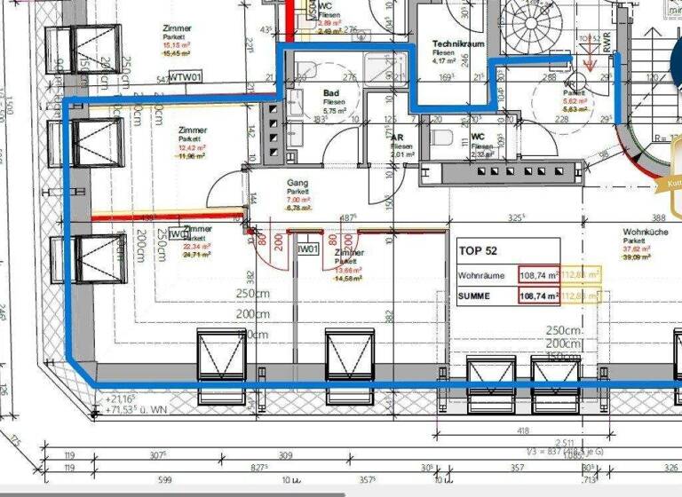 WG-Zimmer zum Kauf - Erstbezug 679.000 € 4 Zimmer 108,7 m² 6. Geschoss Wien 1100