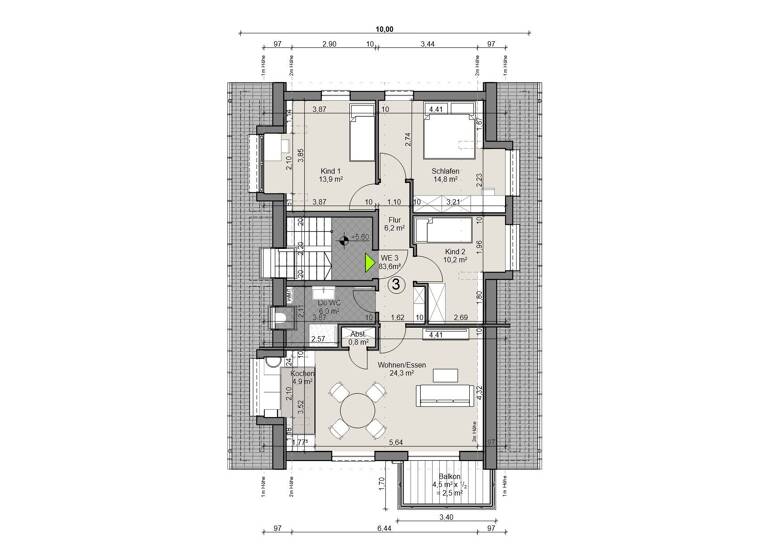 Wohnung zum Kauf 429.740 € 4,5 Zimmer 81,9 m²<br/>Wohnfläche Dachgeschoss, 2.<br/>Geschoss Dörnigheim Maintal 63477
