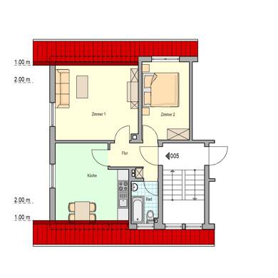 Wohnung zur Miete 400 € 2 Zimmer 50,1 m² Dachgeschoss frei ab 01.09.2025 Bitburg Bitburg 54634