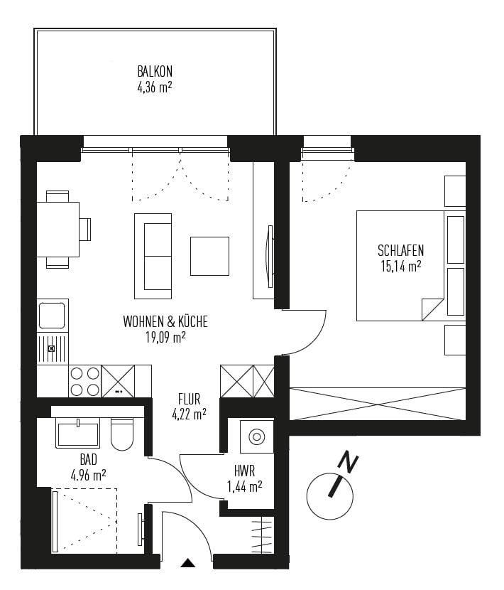 Wohnung zum Kauf provisionsfrei 250.971 € 2 Zimmer 49,2 m²<br/>Wohnfläche 3.<br/>Geschoss Zeesen Königs Wusterhausen 15711