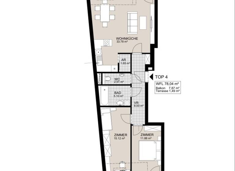 Terrassenwohnung zum Kauf - Erstbezug 395.000 € 3 Zimmer 78 m² 2. Geschoss Sellingergasse 8 Wien,Simmering 1110