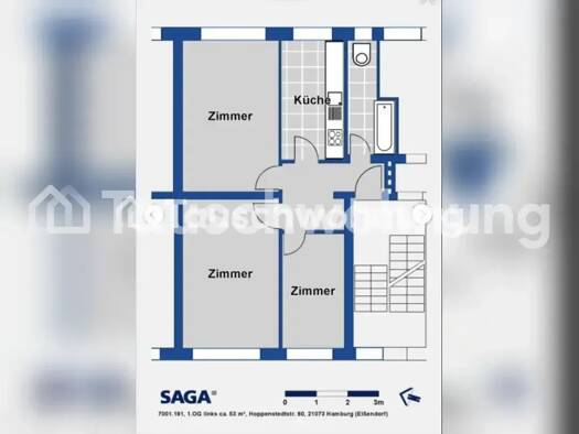 Wohnung zur Miete Tauschwohnung 506 € 2,5 Zimmer 55 m² 1. Geschoss Hausbruch Harburg 21073