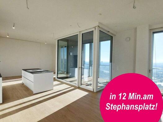 Wohnung zur Miete - Erstbezug 2.926 € 3 Zimmer 126,4 m² 42. Geschoss frei ab 01.04.2026 Wien 1220