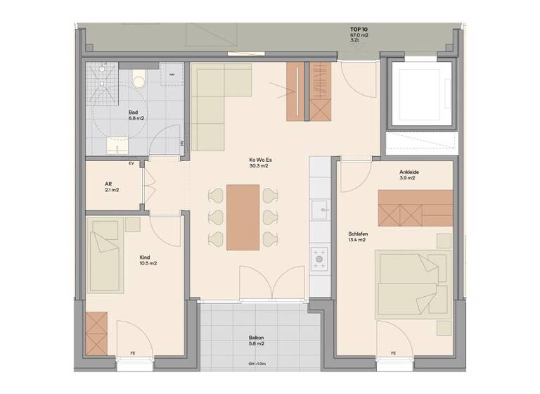 Wohnung zum Kauf - Erstbezug provisionsfrei 489.000 € 3 Zimmer 67 m² EG Volkergasse 20 Dornbirn 6850