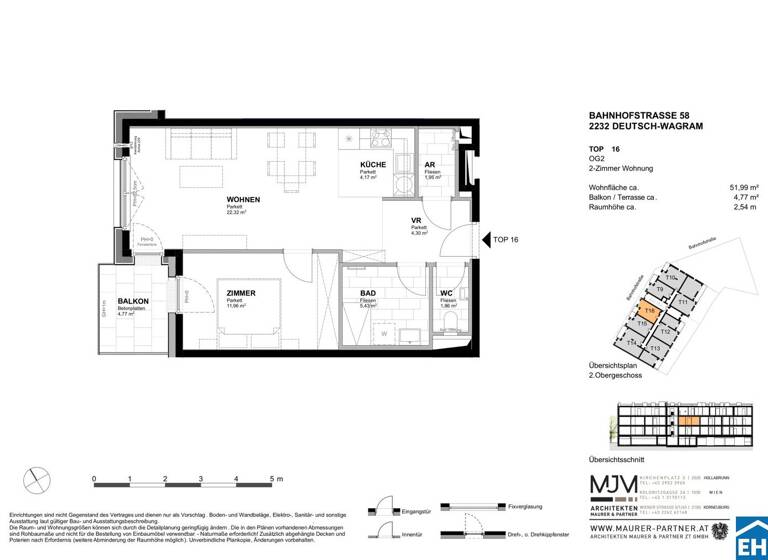 Wohnung zum Kauf - Erstbezug 248.600 € 2 Zimmer 52 m² 2. Geschoss Bahnhofstraße Deutsch-Wagram 2232