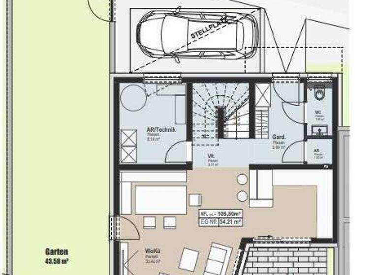 Reihenmittelhaus zum Kauf - Erstbezug provisionsfrei 392.800 € 4 Zimmer 106 m² Ladendorf 2126