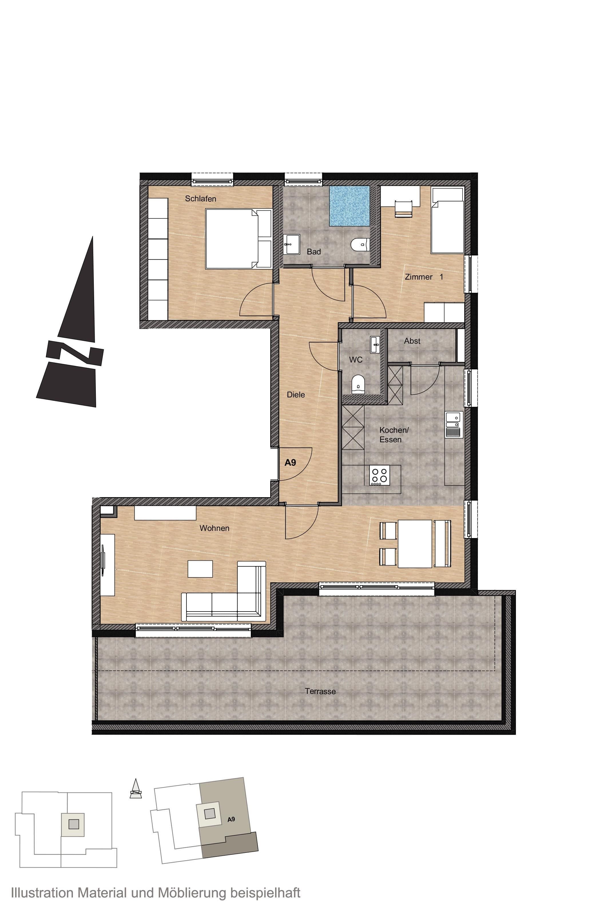 Penthouse zur Miete 1.450 € 3 Zimmer 103 m²<br/>Wohnfläche 3.<br/>Geschoss ab sofort<br/>Verfügbarkeit Bad Wimpfen Bad Wimpfen 74206