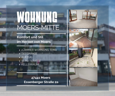 Wohnung zur Miete 670 € 2 Zimmer 67 m² Geschoss 3/4 frei ab 01.07.2025 Essenberger Straße 2 a Moers - Mitte Moers 47441