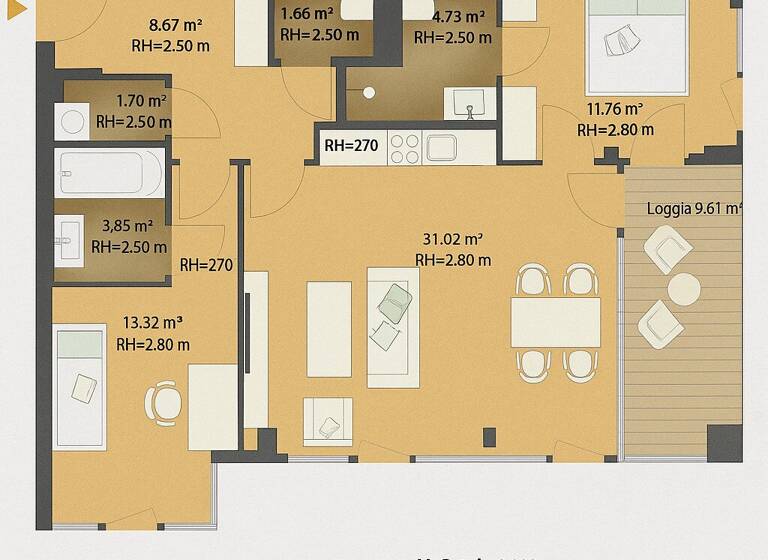 Wohnung zum Kauf 1.390.000 € 3 Zimmer 77 m² 2. Geschoss Wien 1030