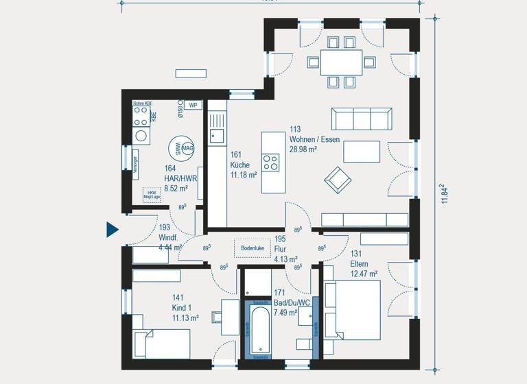 Bungalow zum Kauf 302.700 € 3 Zimmer 88,3 m² 500 m² Grundstück Oberscheinfeld 91483