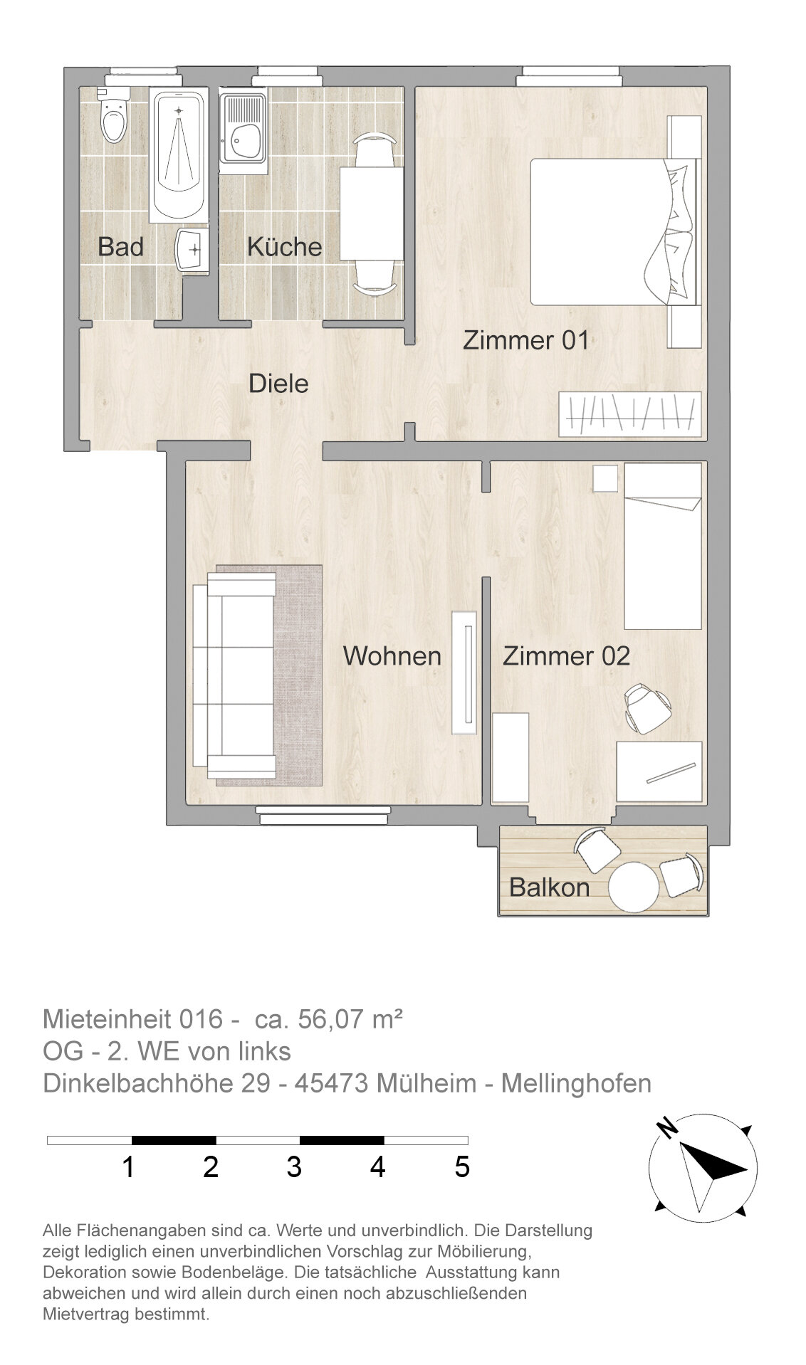 Wohnung zur Miete 525 € 3 Zimmer 56,1 m²<br/>Wohnfläche 1.<br/>Geschoss 01.02.2025<br/>Verfügbarkeit Dinkelbachhöhe 29 Altstadt II - Nord Mülheim 45473