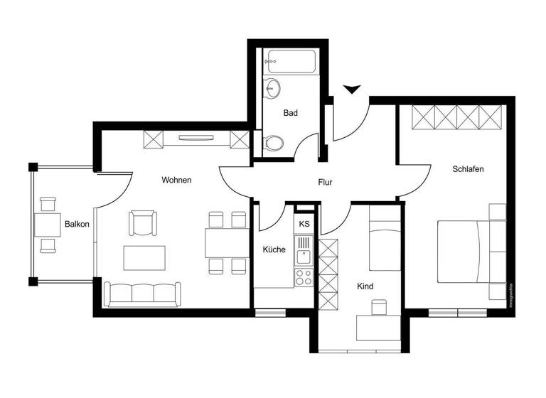 Wohnung zum Kauf 337.000 € 3 Zimmer 68,5 m² 2. Geschoss Batzenhofen Gersthofen 86368