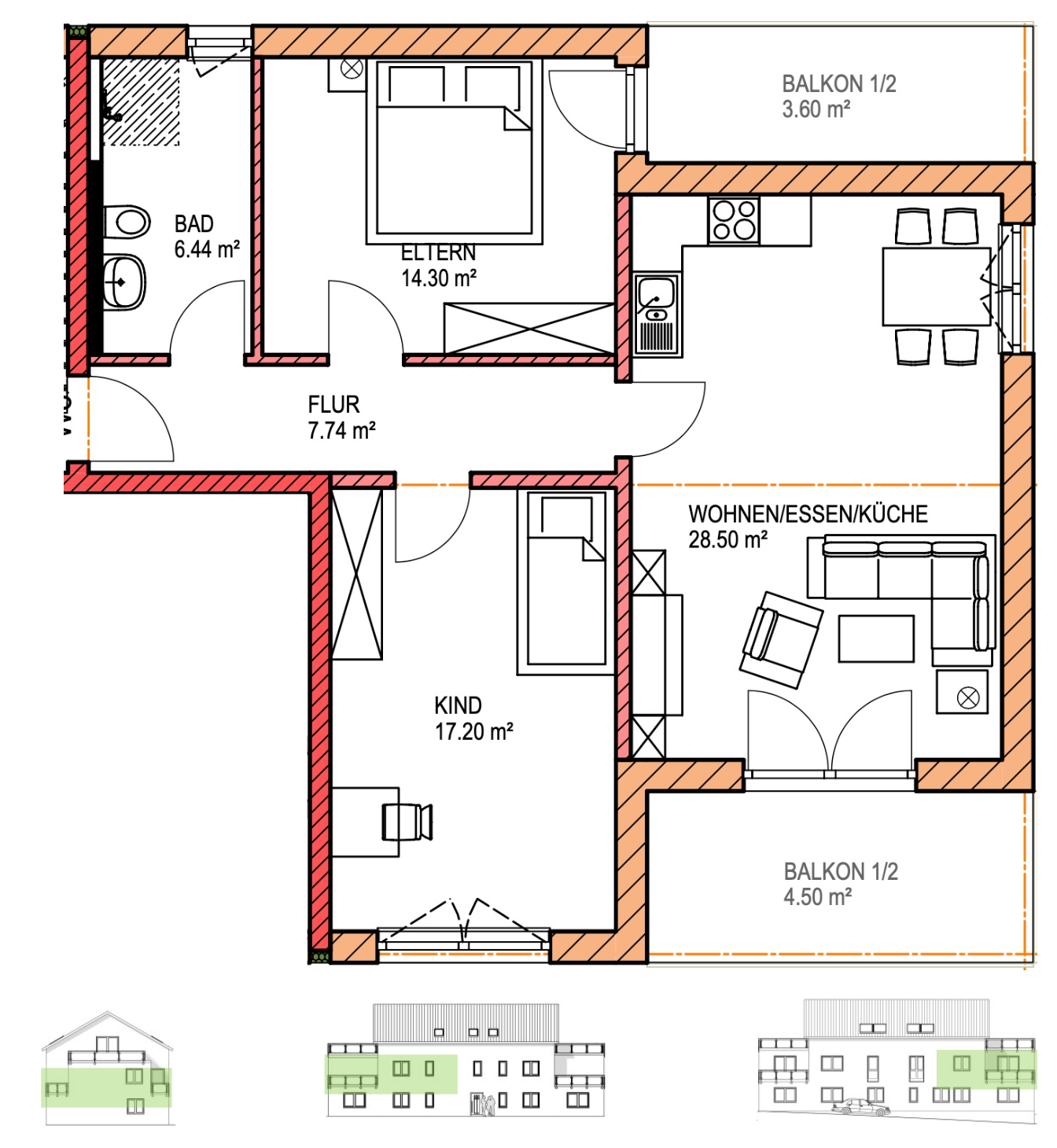 Wohnung zum Kauf provisionsfrei 525.000 € 3 Zimmer 82,3 m²<br/>Wohnfläche 1.<br/>Geschoss ab sofort<br/>Verfügbarkeit Kurt-Huber-Str. 42 Konradviertel Ingolstadt 85055