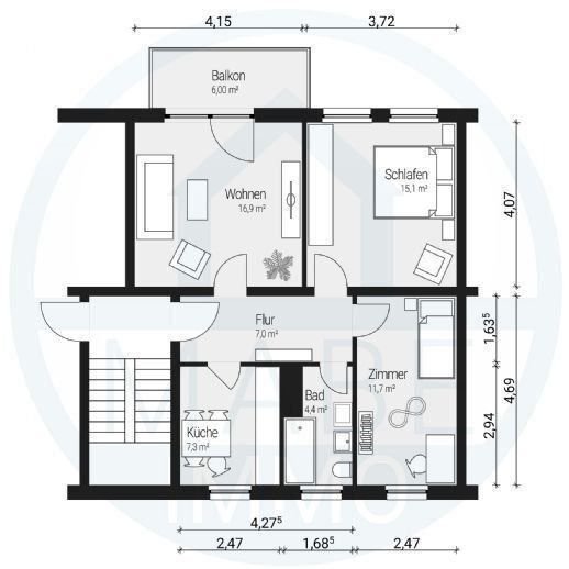 Wohnung zur Miete 400 € 3 Zimmer 64,4 m²<br/>Wohnfläche 2.<br/>Geschoss ab sofort<br/>Verfügbarkeit Humboldtstr. 3 Hagenwerder Görlitz 02827