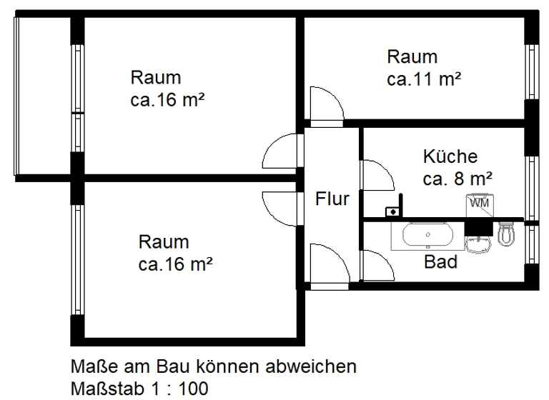 Wohnung zur Miete 313 € 3 Zimmer 59,7 m² 4. Geschoss Ph.-von-Ladenberg-Str. 10 Silberhöhe Halle (Saale) 06132
