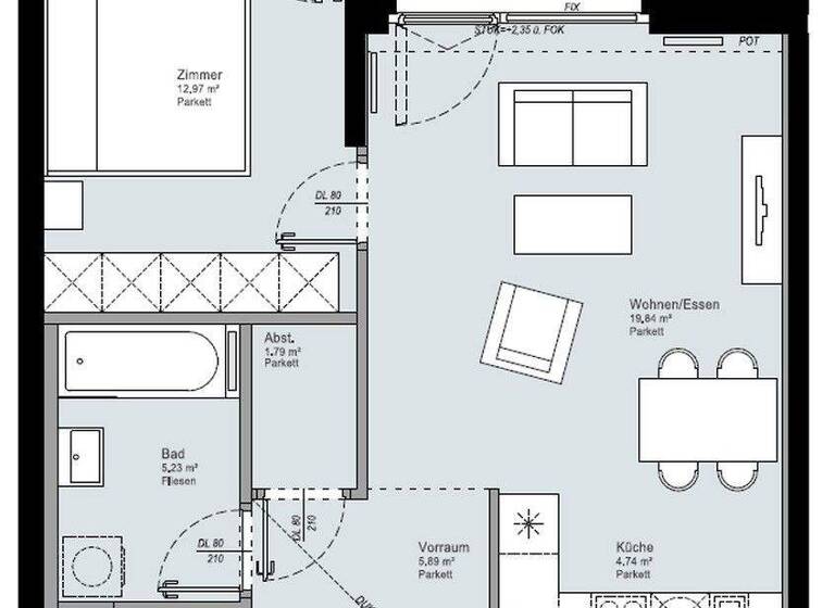 Wohnung zur Miete 1.100 € 2 Zimmer 52,4 m² Donau City Straße 12 Wien 1220