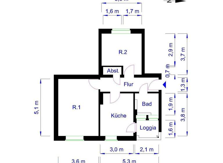Wohnung zur Miete 517 € 2 Zimmer 54,4 m² EG Harbker Str. 12 Stadtfeld West Magdeburg 39110