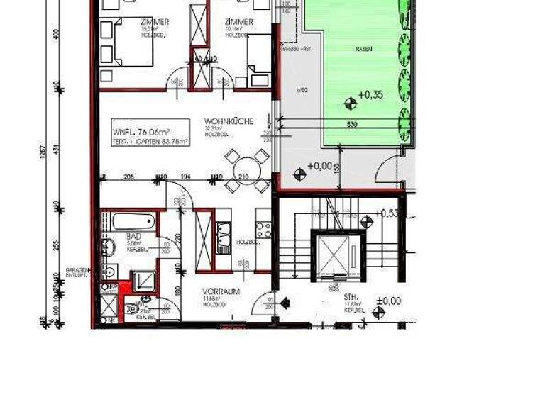 Wohnung zur Miete 1.436 € 3 Zimmer 76,1 m² EG frei ab 01.05.2026 Staudgasse Wien 1180
