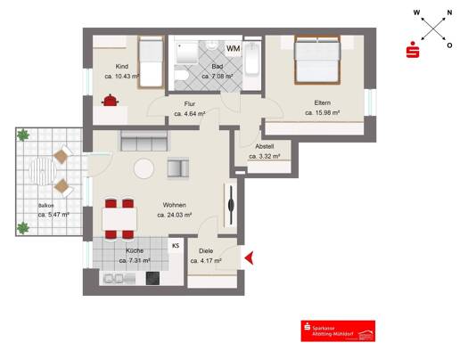 Wohnung zum Kauf - Neubau provisionsfrei 419.000 € 3 Zimmer 82,4 m² 1. Geschoss Burghausen 84489