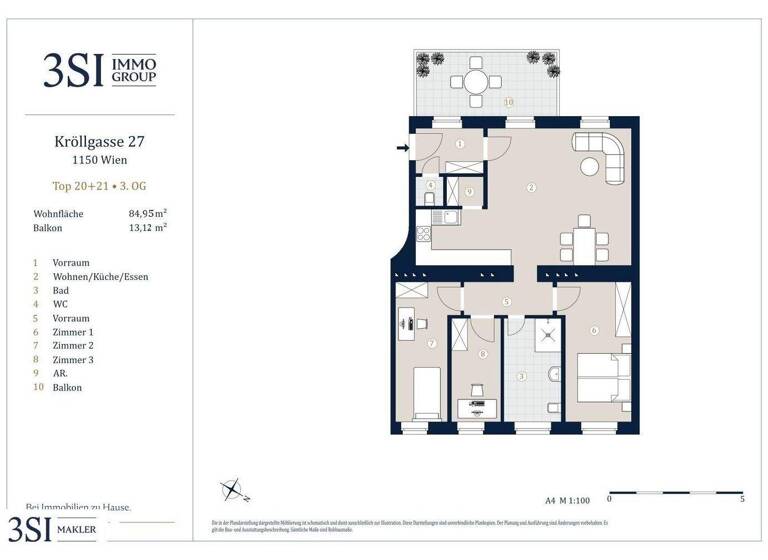 Wohnung zum Kauf - Erstbezug 599.000 € 4 Zimmer 85 m² 3. Geschoss Kröllgasse 27 Wien 1150