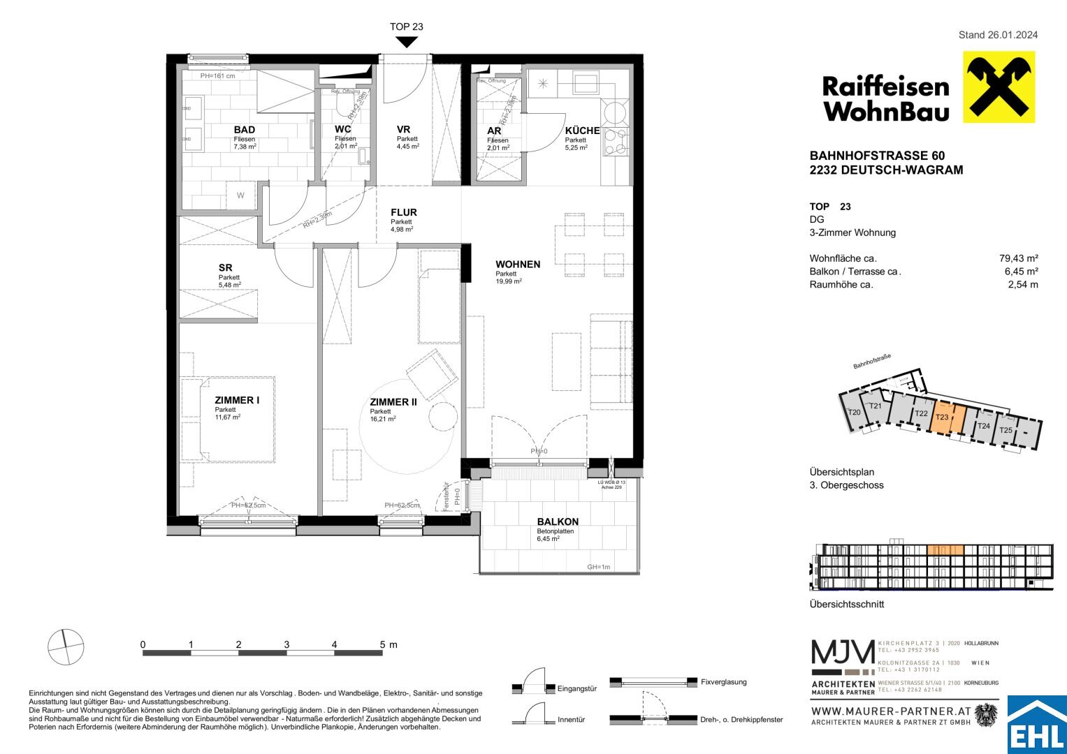 Wohnung zum Kauf 418.800 € 3 Zimmer 79,4 m²<br/>Wohnfläche 3.<br/>Geschoss Bahnhofstraße Deutsch-Wagram 2232