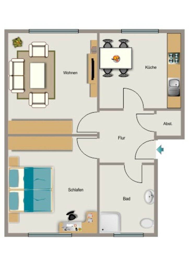 Wohnung zur Miete 380 € 2,5 Zimmer 48,7 m²<br/>Wohnfläche EG<br/>Geschoss 01.03.2025<br/>Verfügbarkeit Rhöndorfer Straße 4 Beeckerwerth Duisburg 47139