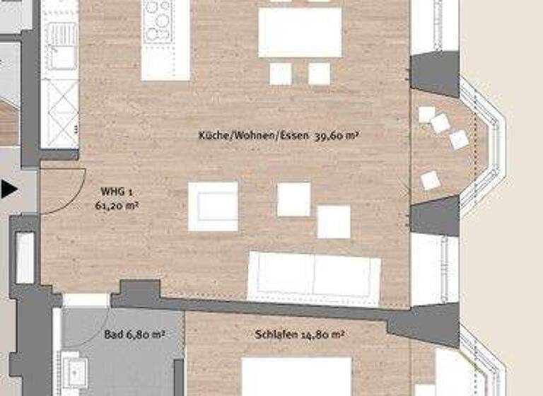 Wohnung zur Miete 930 € 2 Zimmer 61,2 m² 1. Geschoss Kufstein 6330