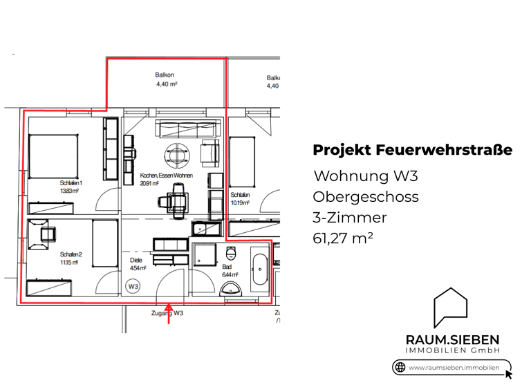 Wohnung zum Kauf provisionsfrei 246.500 € 3 Zimmer 61,3 m² 1. Geschoss Feuerwehrstraße 2 Lahr Lahr/Schwarzwald 77933