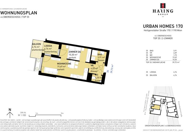 Wohnung zum Kauf - Erstbezug 355.500 € 2 Zimmer 39,7 m² 4. Geschoss Heiligenstädter Straße 170 Wien 1190