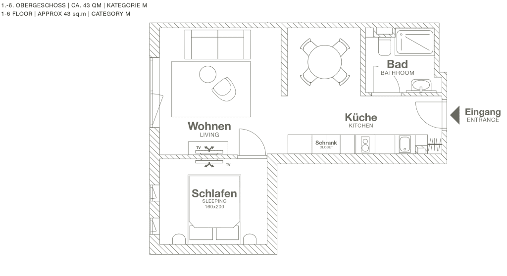 Wohnung zur Miete Wohnen auf Zeit 2.734 € 1 Zimmer 43 m²<br/>Wohnfläche 15.01.2025<br/>Verfügbarkeit Amelia-Mary-Earhart-Str. Flughafen Frankfurt am Main 60549