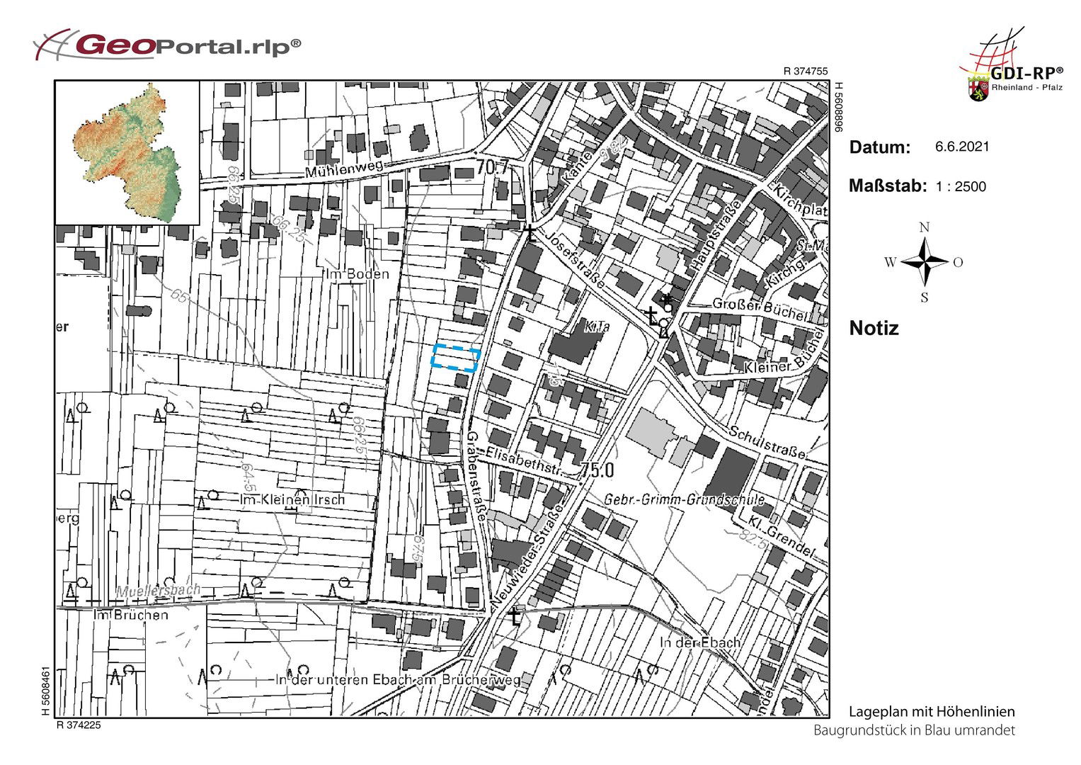 Grundstück zum Kauf provisionsfrei 240.000 € 407 m²<br/>Grundstück Grabenstraße 15 Rheinbreitbach Rheinbreitbach 53619