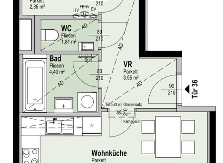 Wohnung zum Kauf - Erstbezug 398.800 € 2 Zimmer 49,5 m² 5. Geschoss Fahrbachgasse 6 Wien 1210