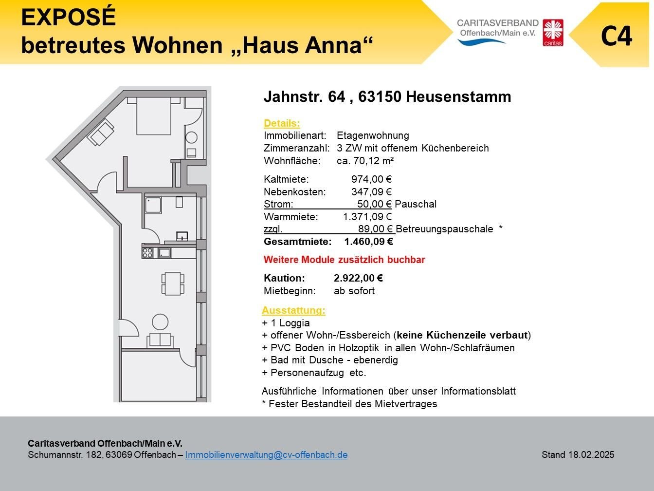 Studio zur Miete 974 € 3 Zimmer 70,1 m²<br/>Wohnfläche 6.<br/>Geschoss ab sofort<br/>Verfügbarkeit Jahnstraße 64 Heusenstamm Heusenstamm 63150